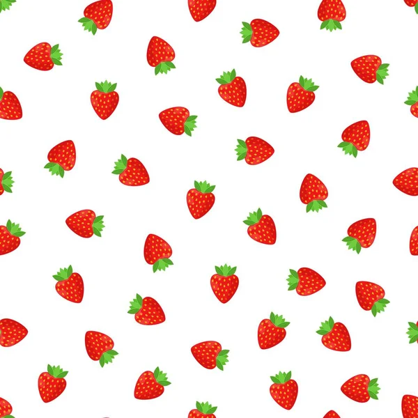 Εικονογράφηση Διανυσματικού Μοτίβου Φράουλας Μικρές Κόκκινες Λεπτομερείς Φράουλες Φύλλωμα — Διανυσματικό Αρχείο