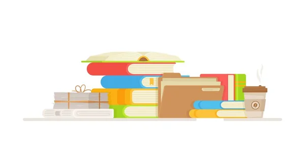 Leyendo Libros Biblioteca Ilustración Vectorial Estudiante Que Prepara Para Los — Vector de stock