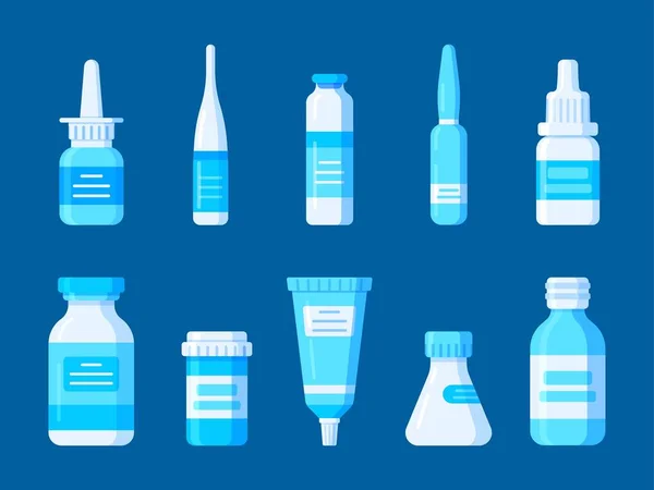 Conjunto Vectorial Medicamentos Diversas Preparaciones Otros Temas Relacionados Con Medicina — Archivo Imágenes Vectoriales