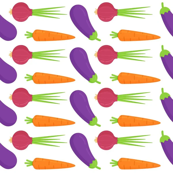 Modèle Légumes Illustration Vectorielle Motif Éternel Des Carottes Des Aubergines — Image vectorielle