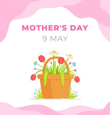 Anneler Günü 'nün vektör illüstrasyonu. Bütün anneler ve büyükanneler için bir kutlama. Kadınlar bayramı. Çocuklardan tebrik kartları çizmek.