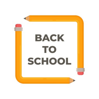 Düz kalemlerin kare şeklinde vektör çizimi. Banner okula geri döndü. Çizim için yumuşak esnek kalemler. Sanat okulunda sınava giriyorum..