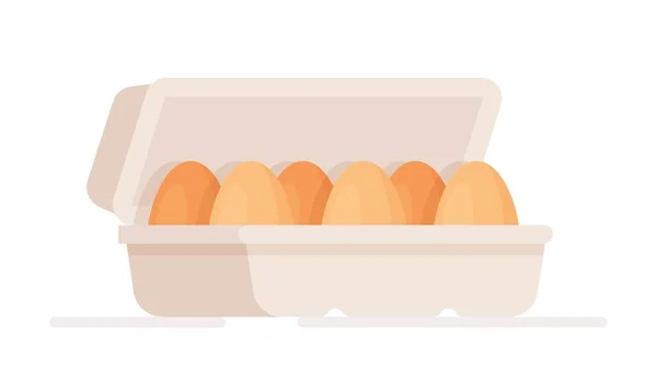 Vektorillustration Eines Neuen Eierbechers Frische Hühnereier Einer Schachtel Banner Aus — Stockvektor
