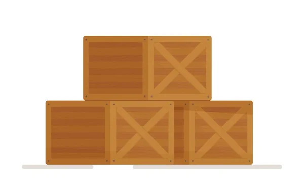 Деревянный Ящик Упаковка Оборудования Перевозки Грузов Изолированный Белый Фон Тип — стоковый вектор