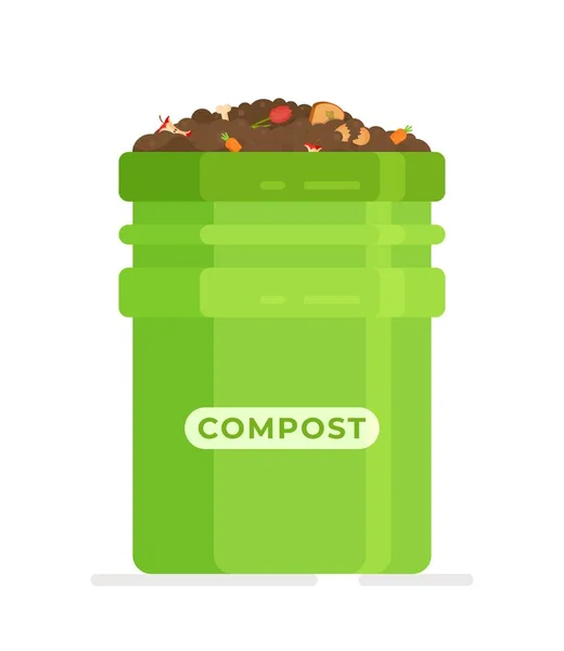 Ilustración Vectorial Icono Papelera Compost Clipart Residuos Aislado Sobre Fondo — Vector de stock