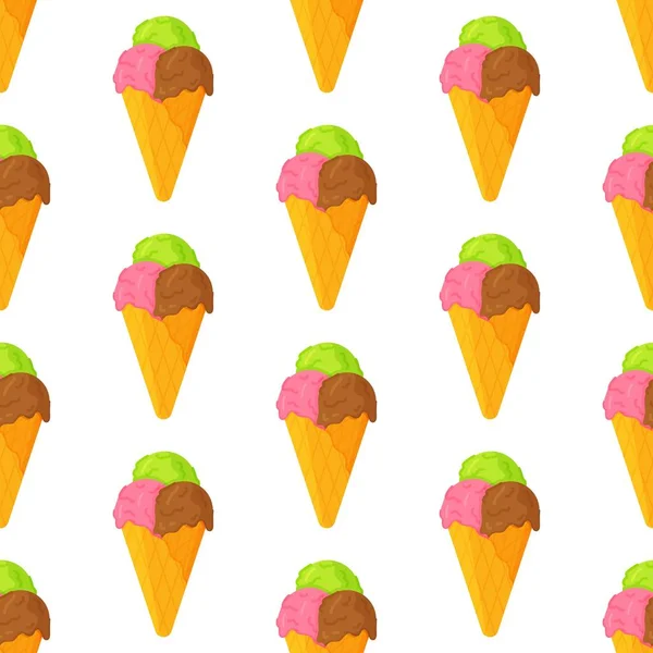 格式化无缝图案 矢量图解 甜甜的甜食与甜球的背景 冰淇淋图案 — 图库矢量图片