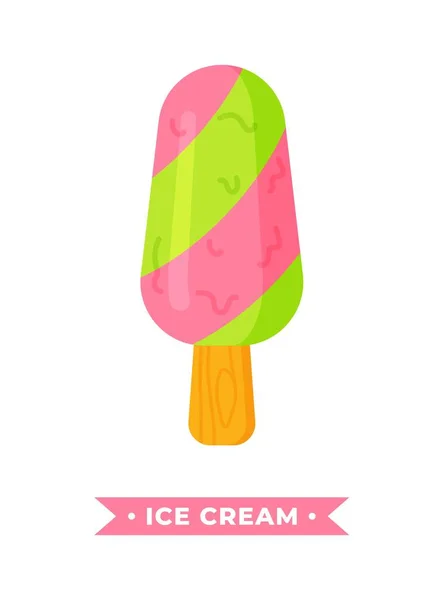 在白色背景上隔离的水果冰淇淋的矢量图解 草莓开心果融化冰块在手杖上 网页设计图标 — 图库矢量图片