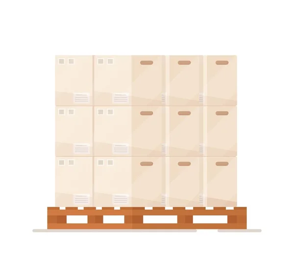 Vector Illustration Pallet Box Isolated White Background Storage Box Spare — Stock Vector