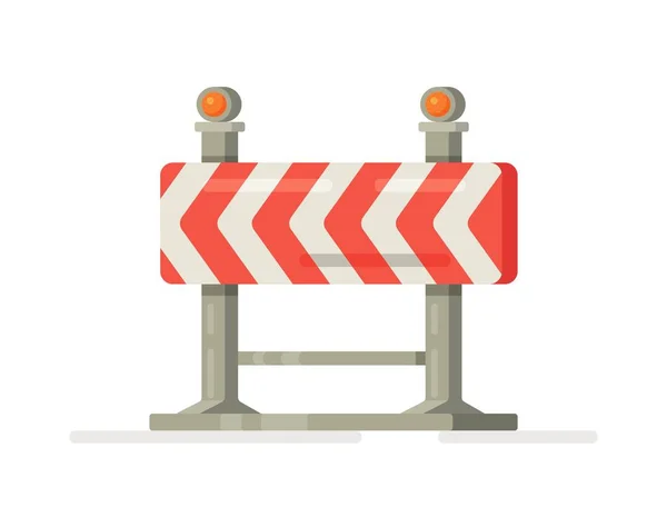 Vector Illustration Warning Sign Closed Road Street Barrier Road Flat — Stock Vector