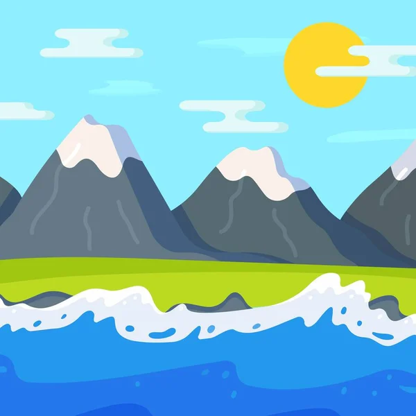 Ilustración Vectorial Del Paisaje Hermosa Foto Las Montañas Vista Las — Vector de stock