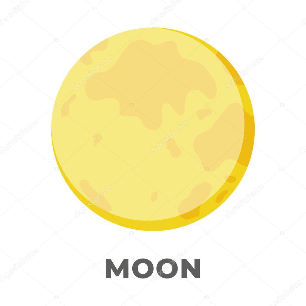 Vector illustration. Flat style moon. Night space astronomy and nature moon icon. Cartoon planet moon icons. Scientific astronomical satellite of the Earth in space.