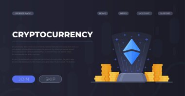 Yeni kripto para biriminin vektör çizimi. Yeni kripto para birimi tasarımı. Pahalı elektronik para kavramı. 