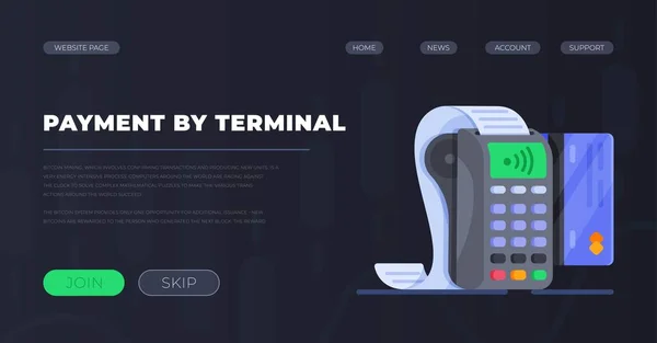 Ilustración Vectorial Del Pago Por Terminal Concepto Banco Pos Terminal — Vector de stock