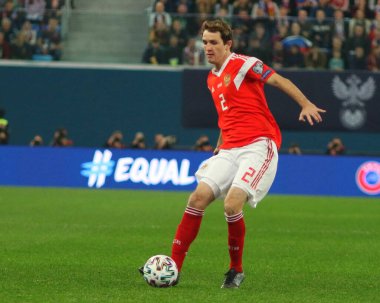 Rusya Federasyonu. Saint-Petersburg 'da. Gazprom Arena 'da. Futbol mu? 2020 Avrupa Şampiyonası elemeleri. 9 rauntluk grup I. Rusya Milli Takımı Belçika Milli Takımı. Rusya milli takımının oyuncusu Mario Fernandez.