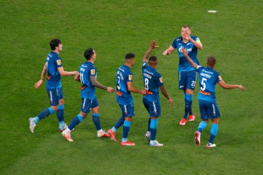 Saint Petersburg, Rusya - 2 Mayıs 2021: Futbol. Rusya Premier Ligi 2020-2021. 27 mermi. Zenit Futbol Kulübü - FC Lokomotiv. Zenit 'in Oyuncusu