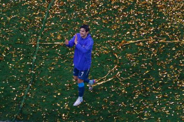 Saint Petersburg, Rusya - 2 Mayıs 2021: Futbol. Rusya Premier Ligi 2020-2021. 27 mermi. Zenit Futbol Kulübü - FC Lokomotiv. Zenit Serdar Azmun 'un oyuncusu.