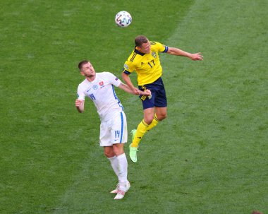Saint Petersburg, Rusya - 18 Haziran 2021: Futbol. 2020 Avrupa Futbol Şampiyonası. İkinci raunt, E Grubu İsveç ve Slovakya. Milli takım oyuncusu Victor Klasson