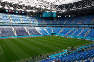 Saint Petersburg, Rusya - 14 Haziran 2021: Futbol. 2020 Avrupa Futbol Şampiyonası. Birinci tur, E Grubu Polonya ve Slovakya. 