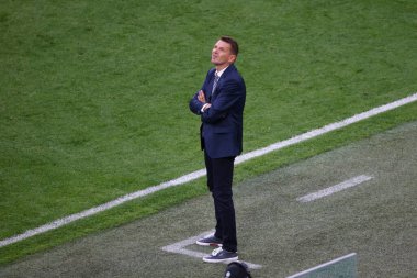 Saint Petersburg, Rusya - 14 Haziran 2021: Futbol. 2020 Avrupa Futbol Şampiyonası. Birinci raunt, E Grubu Polonya ve Slovakya. Milli Takım Başkanı Stefan Tarkoviç
