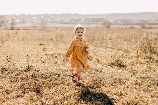 Bedårande Liten Flicka Snygg Klänning Naturen — Stockfoto