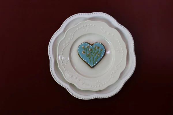 Μπισκότα Σχήμα Καρδιάς Για Την Ημέρα Του Αγίου Βαλεντίνου — Φωτογραφία Αρχείου
