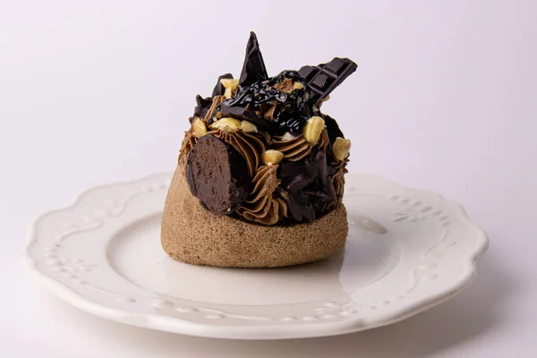 Fechar Bolo Mousse Chocolate — Fotografia de Stock