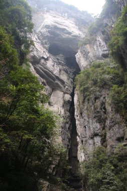 Wulong Karst 'taki Üç Doğal Köprü, Unesco Dünya Mirası, Chongqing, Çin