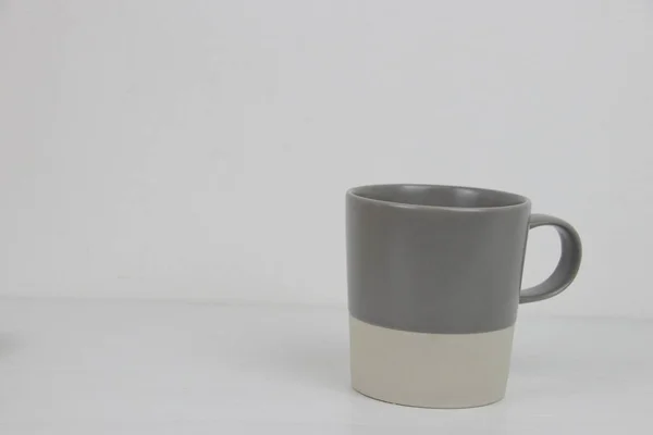 Taza Café Gris Sobre Fondo Blanco — Foto de Stock