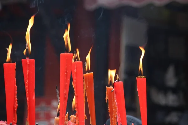 Chinese Red Candle Praying — Stock Photo, Image