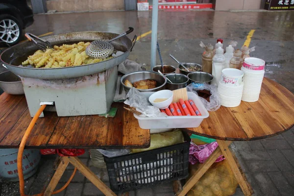 Картофель Жареный Китайская Еда Улице Wulong Karst Town — стоковое фото