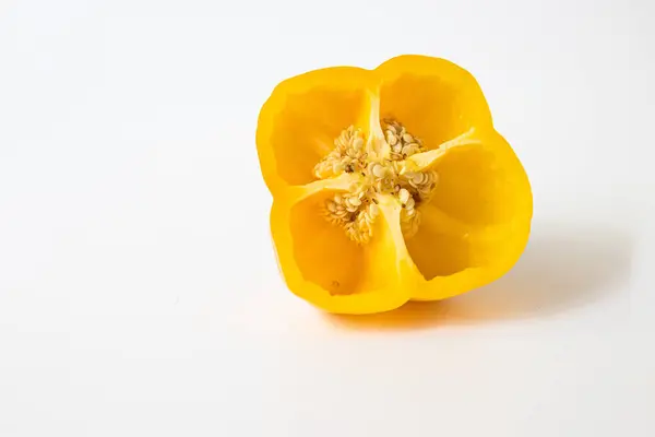 Half Yellow Bell Pepper White Background — Stock Photo, Image