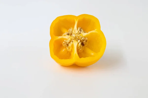 Half Yellow Bell Pepper White Background — Stock Photo, Image