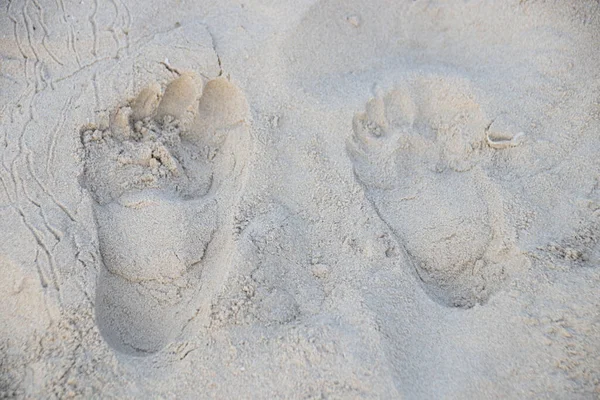 Fußabdruck Auf Dem Feinen Sand — Stockfoto