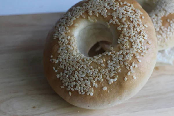 Primer Plano Bagel Pan —  Fotos de Stock