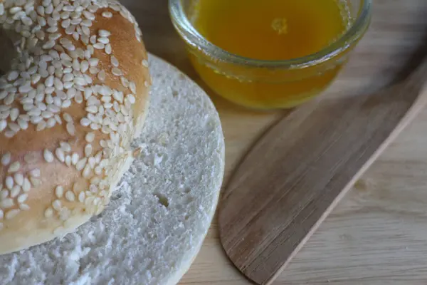 Bagel Con Mermelada Jam Para Desayuno —  Fotos de Stock