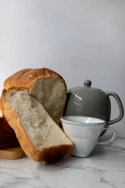 Sliced Home Made White Bread Frtesh Oven — Stock Photo, Image