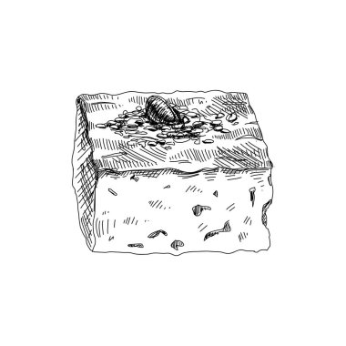 Lokum, oryantal tatlı, retro el çizimi vektör çizimi.