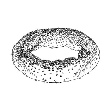 Çörek, retro el çizimi vektör çizimi.