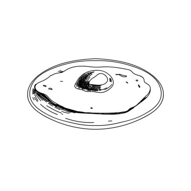 Kızarmış yumurta el siyah-beyaz vektör çizimi