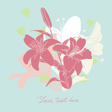 Metniniz için yer ile vektör çiçek kartı.