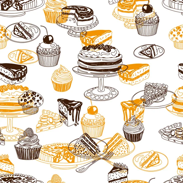 Patten sin costura vectorial con pastelería de fiesta y dulces — Vector de stock