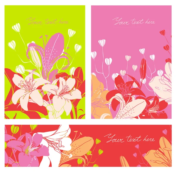 Conjunto de tarjetas Vector Floral con lugar para su texto . — Vector de stock