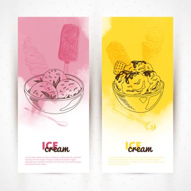 Vektör çizim dondurma ile el çekilmiş. 