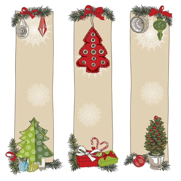 Elle çizilmiş vintage Noel Set afiş. 