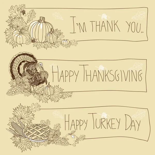 Vector hand drawn Thanksgiving background. — Stock Vector