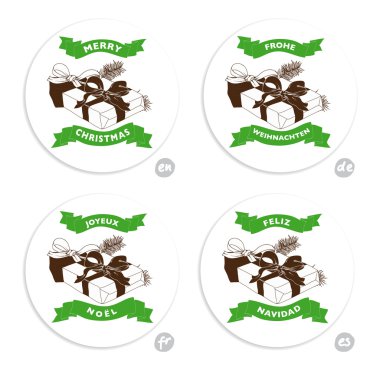 Elle çizilmiş vintage Noel Set afiş. 