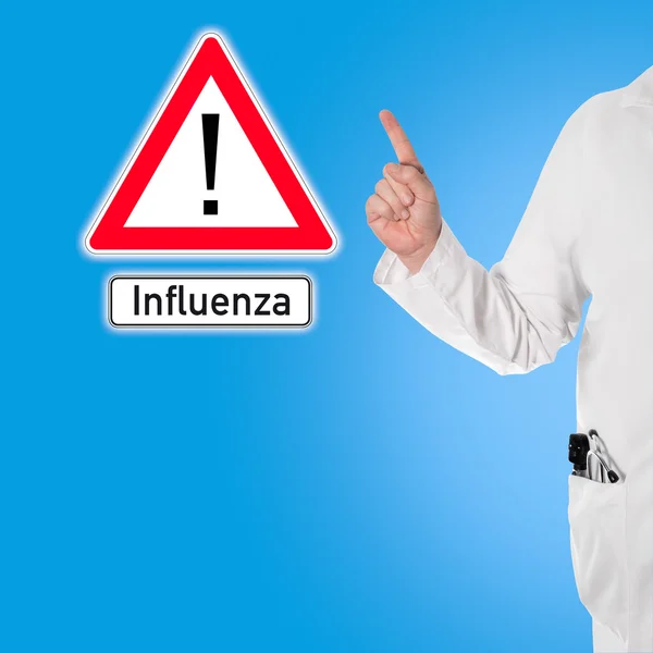 Лікар попереджає проти грипу ( Influenza ) — стокове фото
