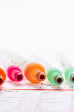 Kan testi, kan örnekleri laboratuvar form üzerindeki