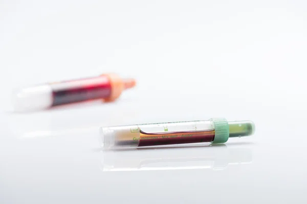 Blood test, blood samples on a laboratory form — Stock Photo, Image