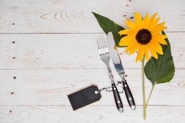 Ayçiçeği bir tablo ile gümüş